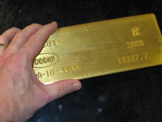 Gold bar, labeled